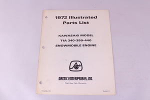 1972 ARCTIC CAT KAWASAKI 340 399 440 SNOWMOBILE ENGINE ILLUSTRATED PARTS LIST