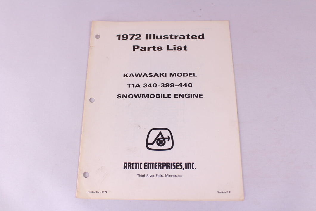 1972 ARCTIC CAT KAWASAKI 340 399 440 SNOWMOBILE ENGINE ILLUSTRATED PARTS LIST